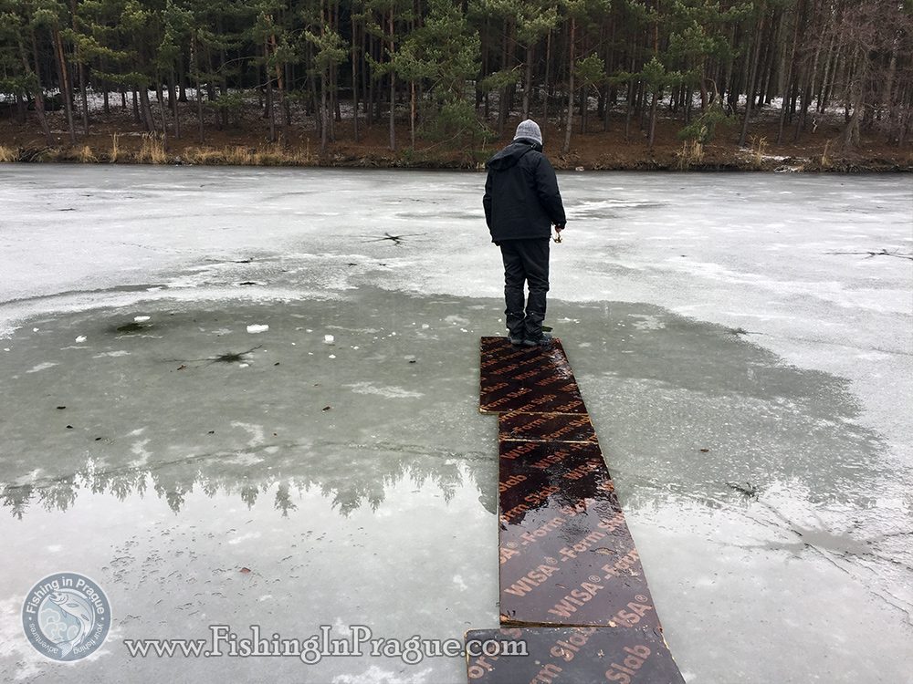 The water appeared on the ice